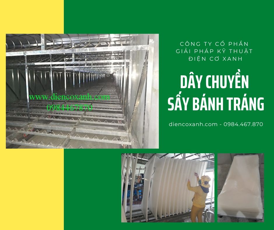 Dây chuyền sấy bánh tráng tự động hiện đại - Điện Cơ Xanh