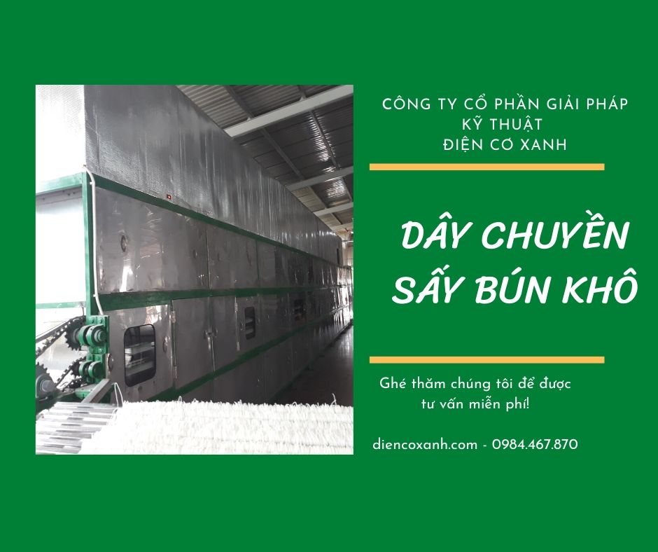 Dây chuyền sấy bún khô tự động - Điện Cơ Xanh
