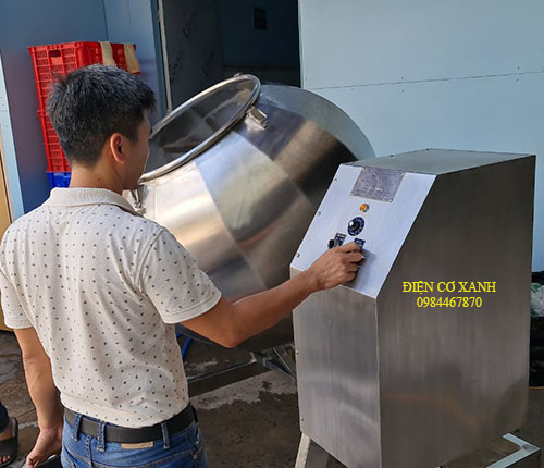 Máy trộn lồng quay Điện Cơ Xanh trộn được bột khô, muối niêm, bột gia vị
